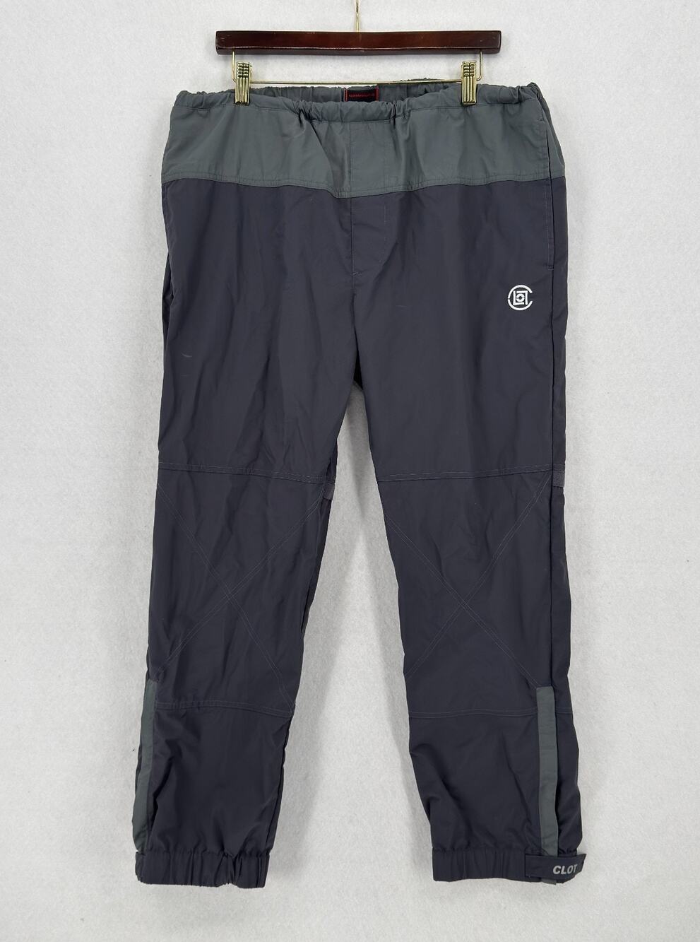 CLOT Apparel Mens Dark Gray Colorblock Nylon Track Pants Sz XL